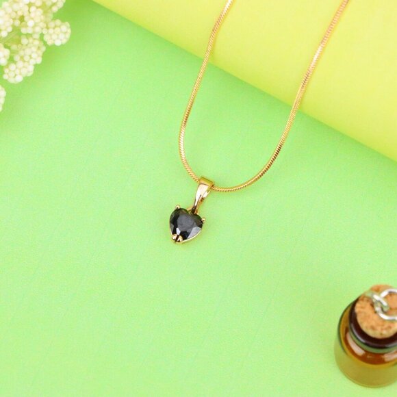 "Minimalist Black Heart Pendant in Rose Gold, XPPT1319 - Picture 13 of 13